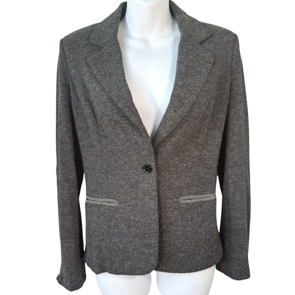 41 Hawthorn Jackets & Blazers - Gray Sweater Blazer Women Small Elbow Patch Contrast Trim Career Professional